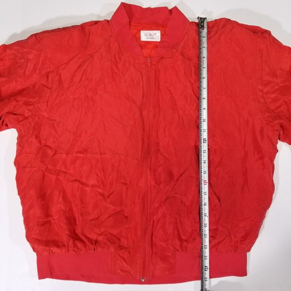 Ulavit Paris 100% Silk Red Zip-up Jacket - Picture 10 of 10